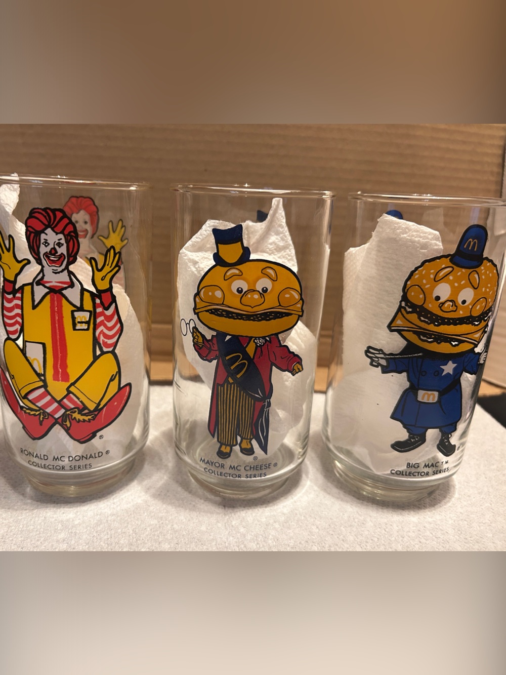 Lot of 3 vintage McDonald’s collector glasses.